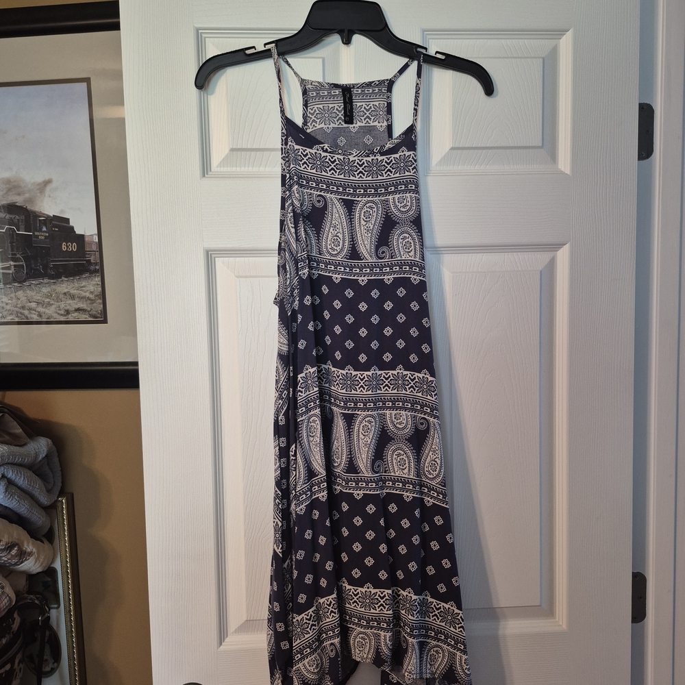 Final Touch Navy and White High Low Dress